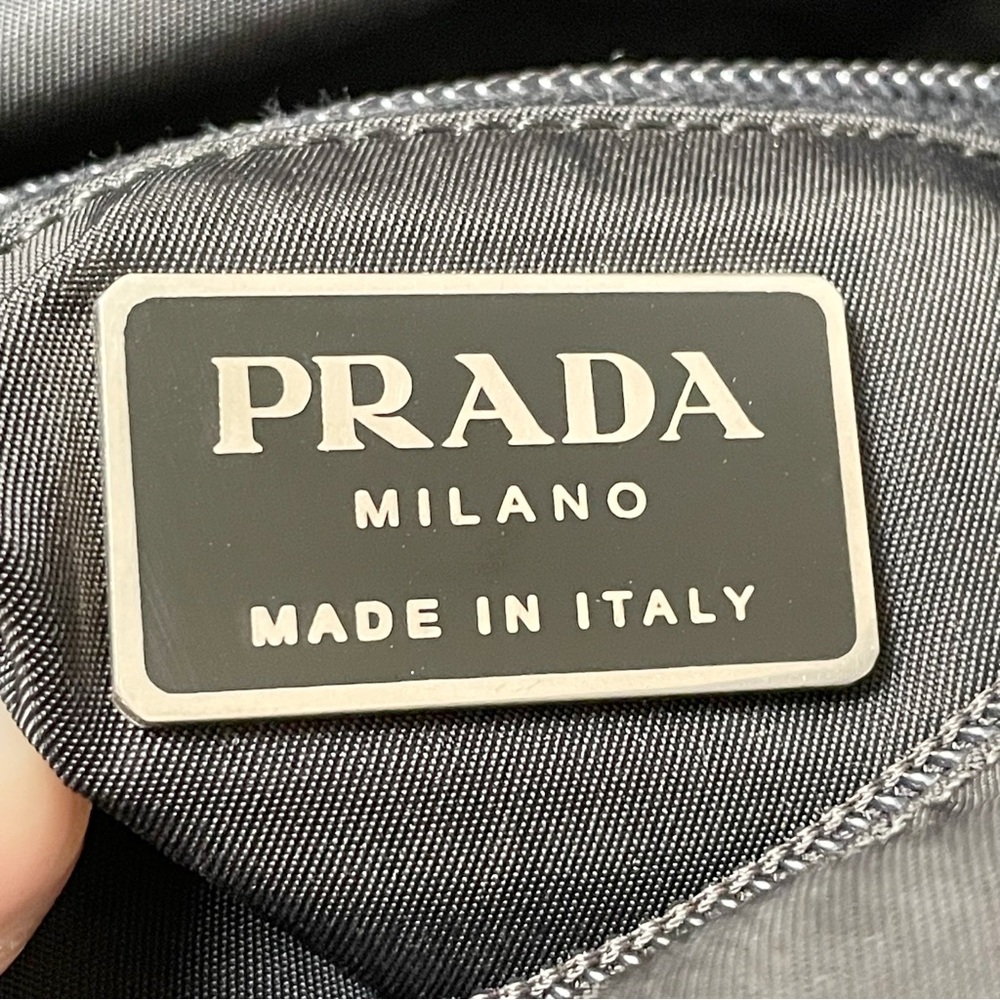 Prada unisex black nylon triangle logo pockets crossbody bag - Picture 9 of 11
